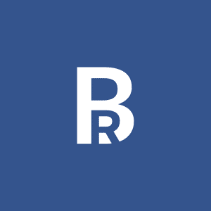 BR Monogram op blauwe achtergrond