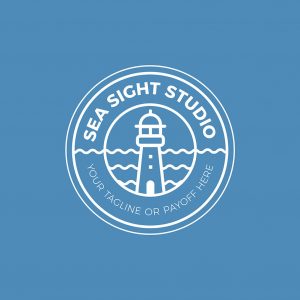 modern logo ontwerp - vuurtoren met zee