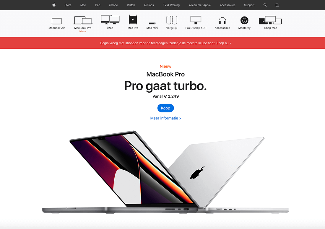 De 7 beste website design trends van 2022 5 apple website met witruimte