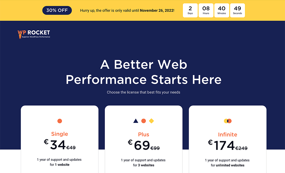 Wordpress plugin WP Rocket Black Friday korting