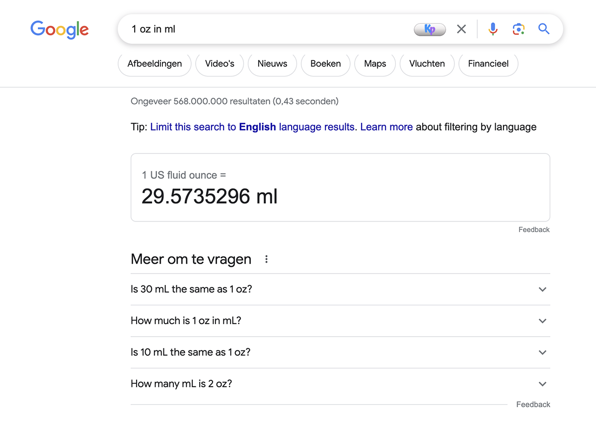 voorbeeld van SEO trends in 2024 - zero click zoekresultaat