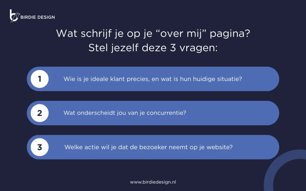 Over mij pagina schrijven: begin niet bij de tekst 1 Over mij pagina schrijven stel je zelf deze vragen