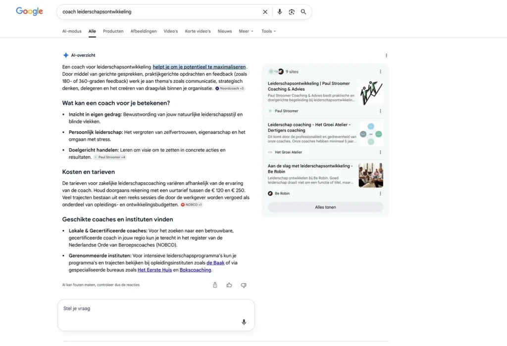 Als coach gevonden worden: wat er verandert nu AI het zoeken overneemt 1 als coach gevonden worden ai screenshot